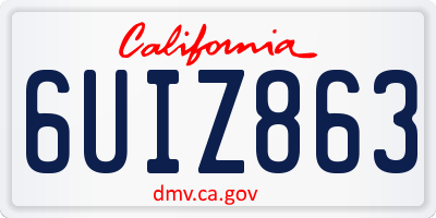 CA license plate 6UIZ863