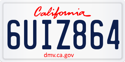 CA license plate 6UIZ864