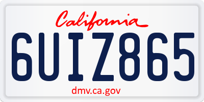 CA license plate 6UIZ865