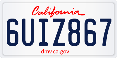 CA license plate 6UIZ867