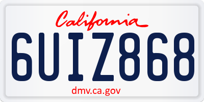 CA license plate 6UIZ868