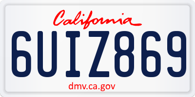 CA license plate 6UIZ869