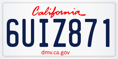 CA license plate 6UIZ871