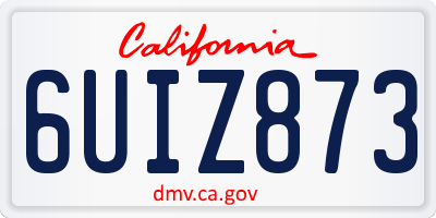 CA license plate 6UIZ873