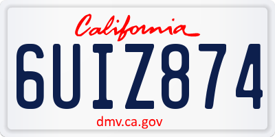 CA license plate 6UIZ874
