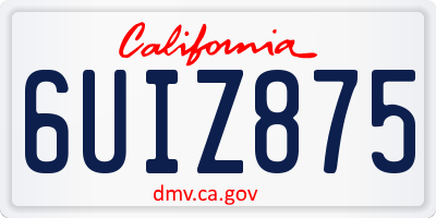 CA license plate 6UIZ875