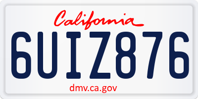 CA license plate 6UIZ876
