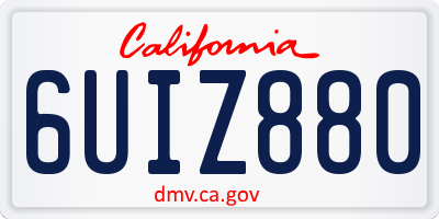 CA license plate 6UIZ880