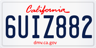 CA license plate 6UIZ882