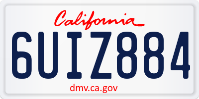 CA license plate 6UIZ884