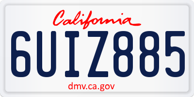 CA license plate 6UIZ885