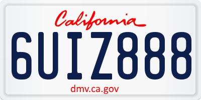 CA license plate 6UIZ888