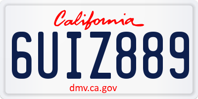 CA license plate 6UIZ889