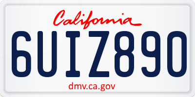 CA license plate 6UIZ890