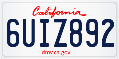 CA license plate 6UIZ892