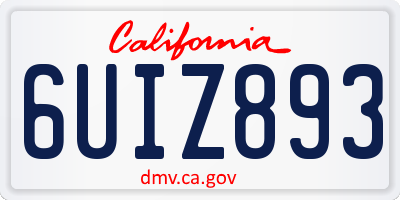 CA license plate 6UIZ893
