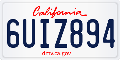 CA license plate 6UIZ894