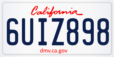 CA license plate 6UIZ898