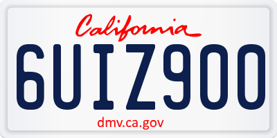 CA license plate 6UIZ900