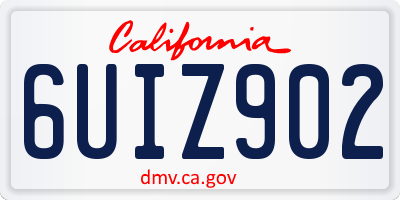 CA license plate 6UIZ902