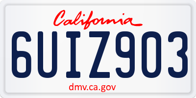CA license plate 6UIZ903