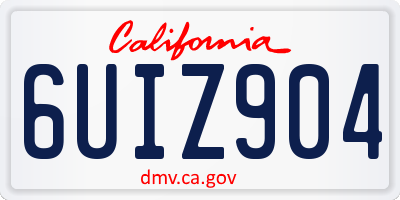 CA license plate 6UIZ904
