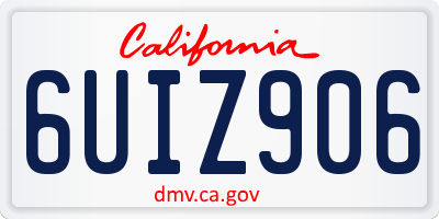 CA license plate 6UIZ906