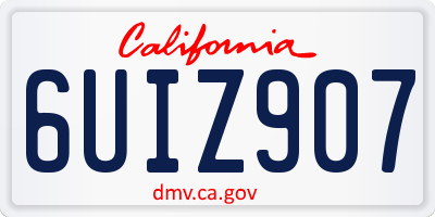 CA license plate 6UIZ907