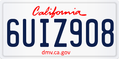 CA license plate 6UIZ908