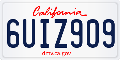 CA license plate 6UIZ909