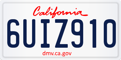 CA license plate 6UIZ910