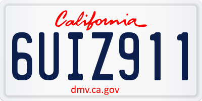 CA license plate 6UIZ911
