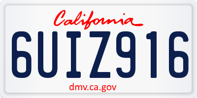 CA license plate 6UIZ916