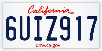 CA license plate 6UIZ917