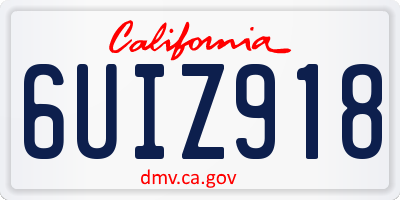 CA license plate 6UIZ918