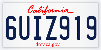 CA license plate 6UIZ919