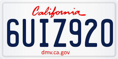 CA license plate 6UIZ920