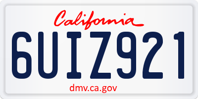 CA license plate 6UIZ921