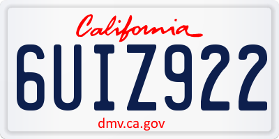 CA license plate 6UIZ922