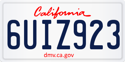 CA license plate 6UIZ923