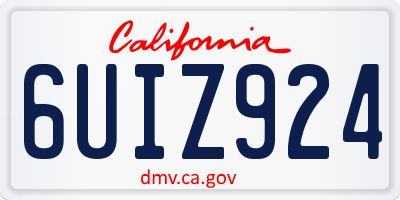 CA license plate 6UIZ924