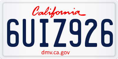 CA license plate 6UIZ926