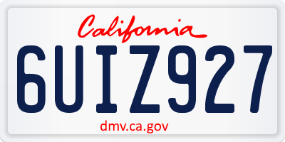 CA license plate 6UIZ927