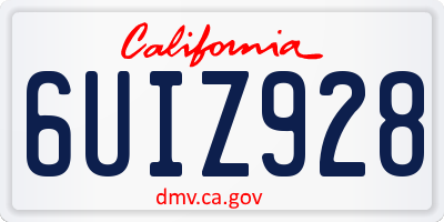 CA license plate 6UIZ928