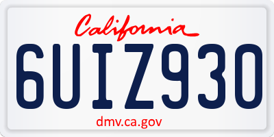 CA license plate 6UIZ930