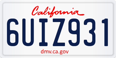 CA license plate 6UIZ931