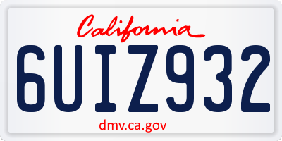 CA license plate 6UIZ932