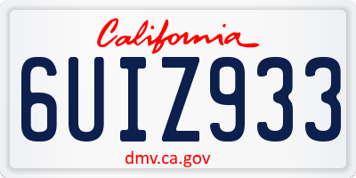 CA license plate 6UIZ933
