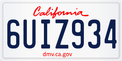 CA license plate 6UIZ934