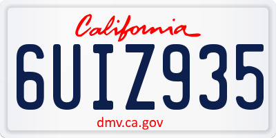 CA license plate 6UIZ935
